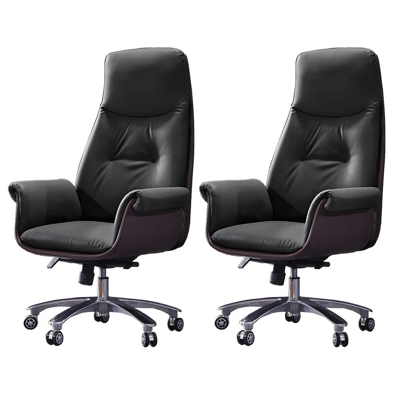 Adjustable Genuine Leather Ergonomic Office Chair With Casters Image - 4 | homeyfad