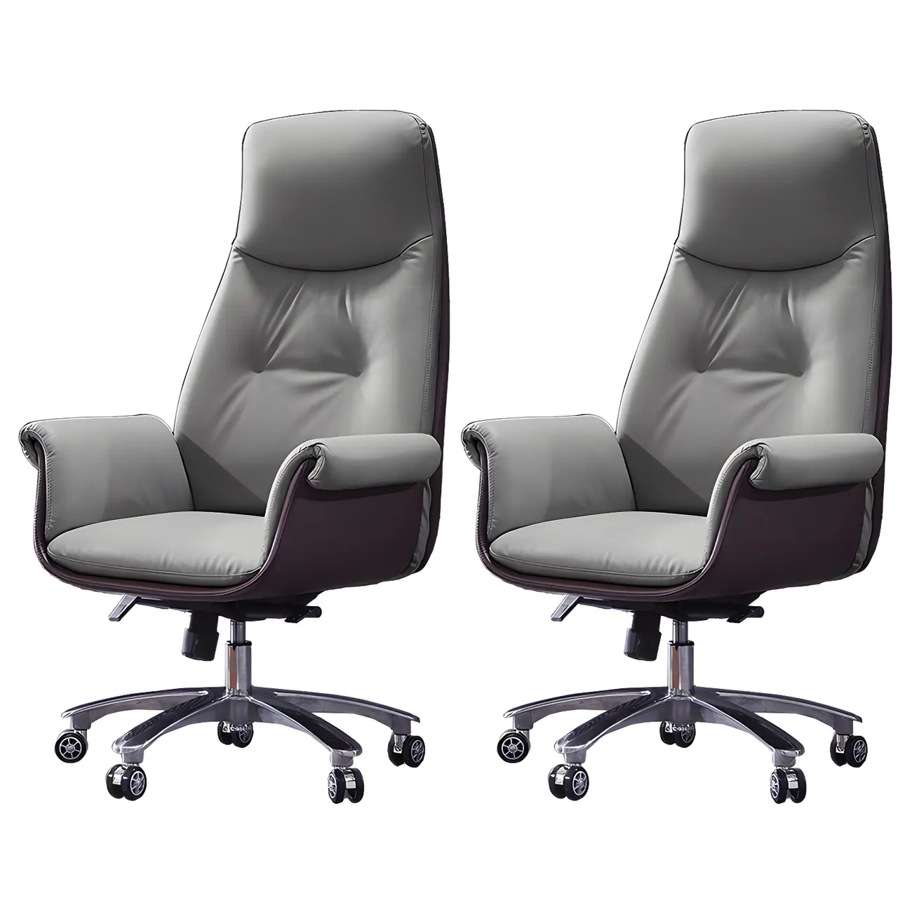 Adjustable Genuine Leather Ergonomic Office Chair With Casters Image - 11 | homeyfad