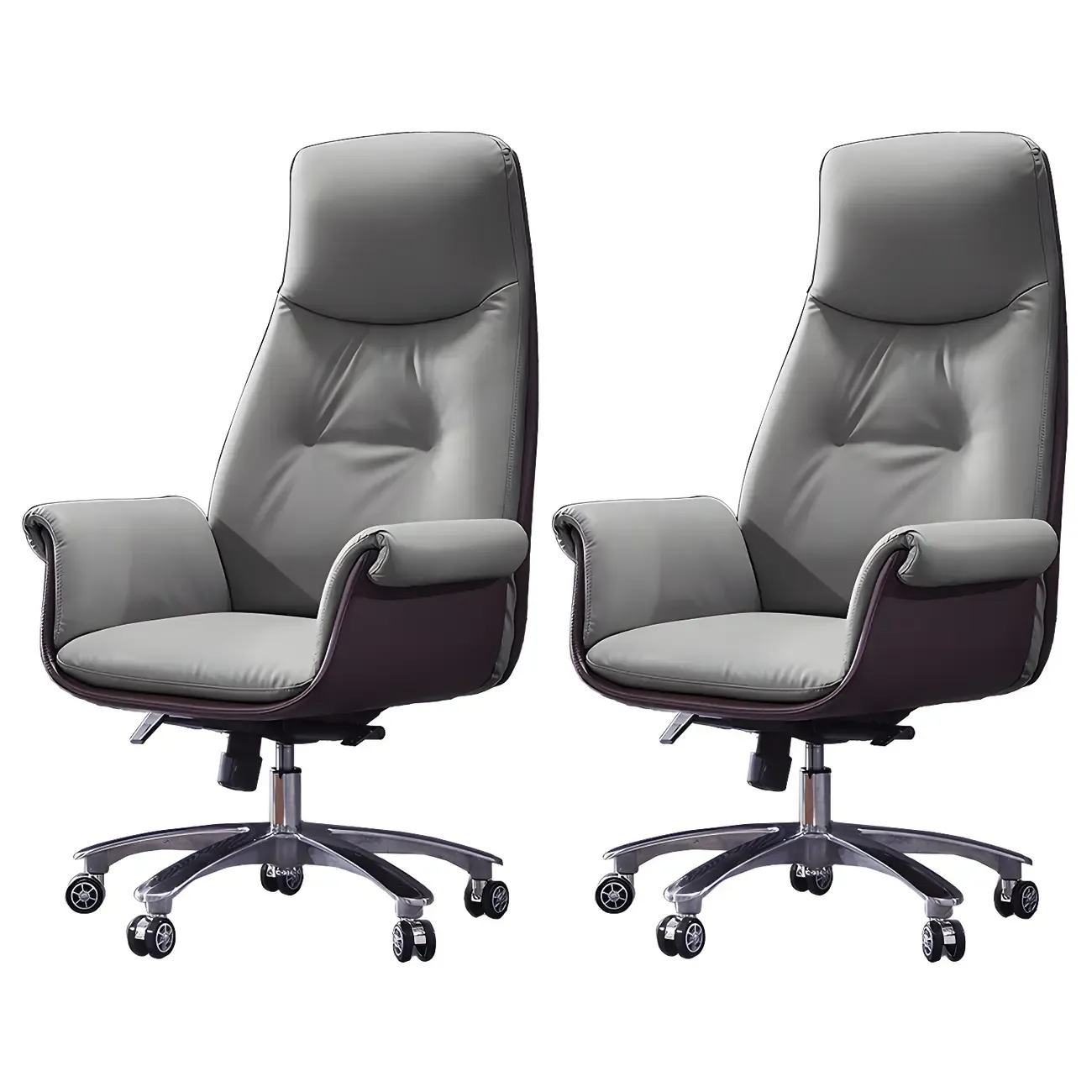 Adjustable Genuine Leather Ergonomic Office Chair With Casters Image - 11