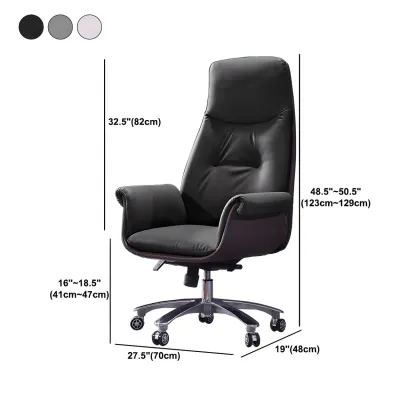 Adjustable Genuine Leather Ergonomic Office Chair With Casters #size
