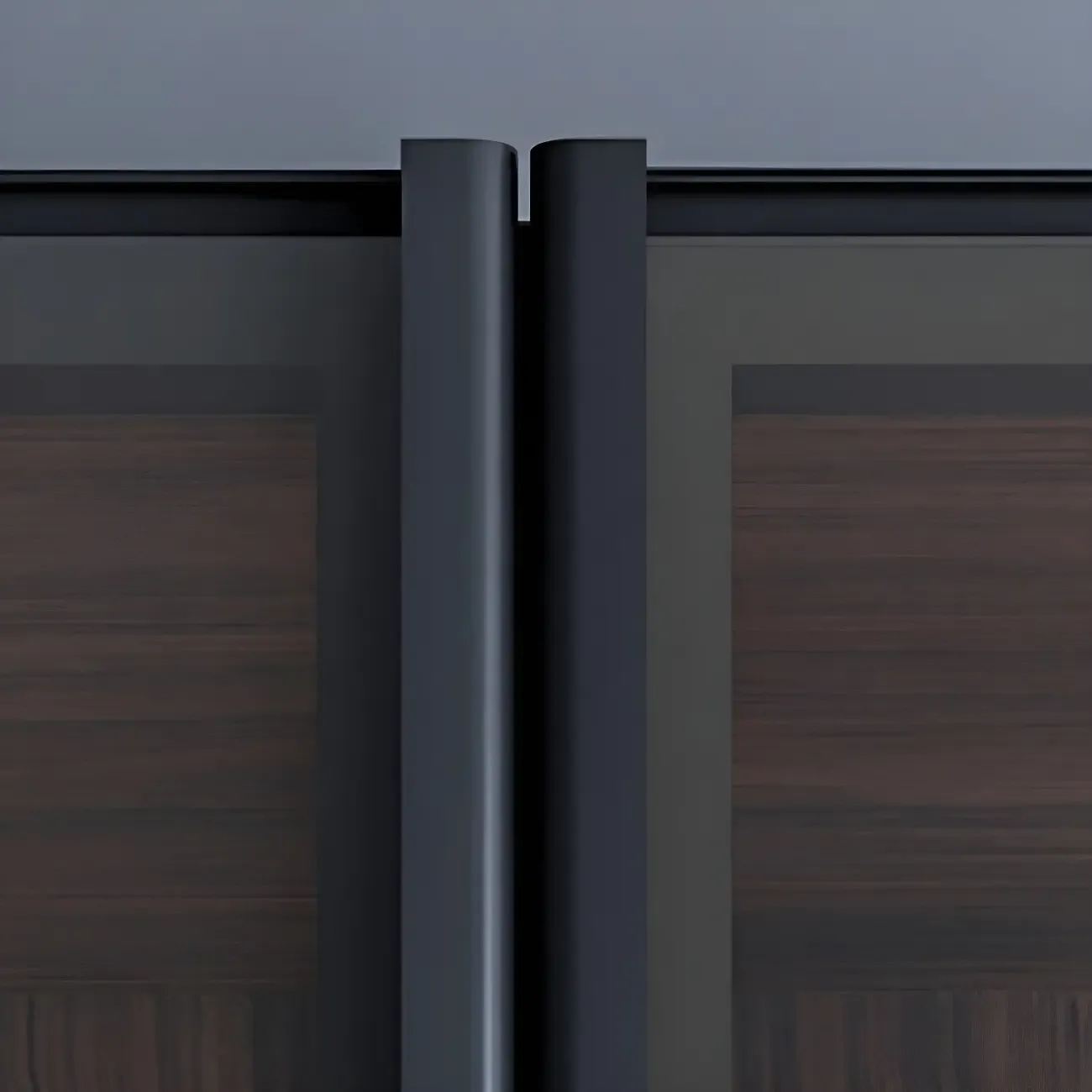 Black Glass Door Wood Display Cabinet with Wine Storage Image - 10