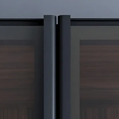 Black Glass Door Wood Display Cabinet with Wine Storage Image - 10