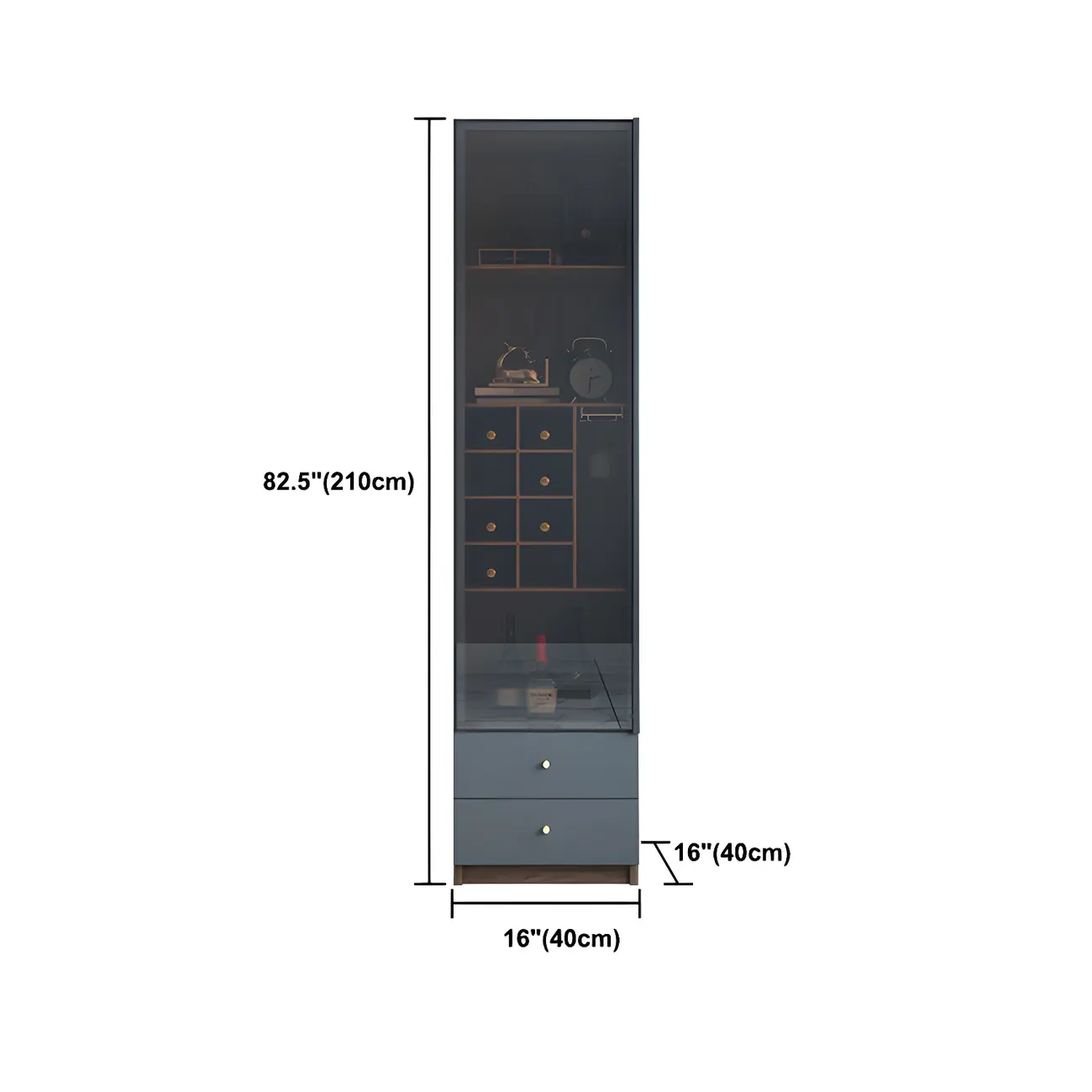 Black Glass Door Wood Display Cabinet with Wine Storage #size | homeyfad