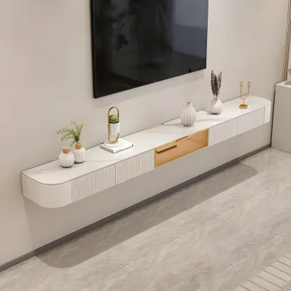 Nordic Stone Floating TV Stand with Drawers Storage for Home Image - 3