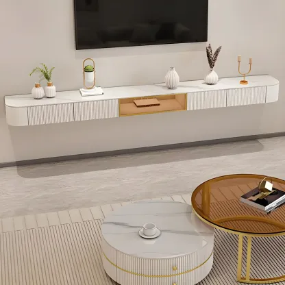 Nordic Stone Floating TV Stand with Drawers Storage for Home Image - 2