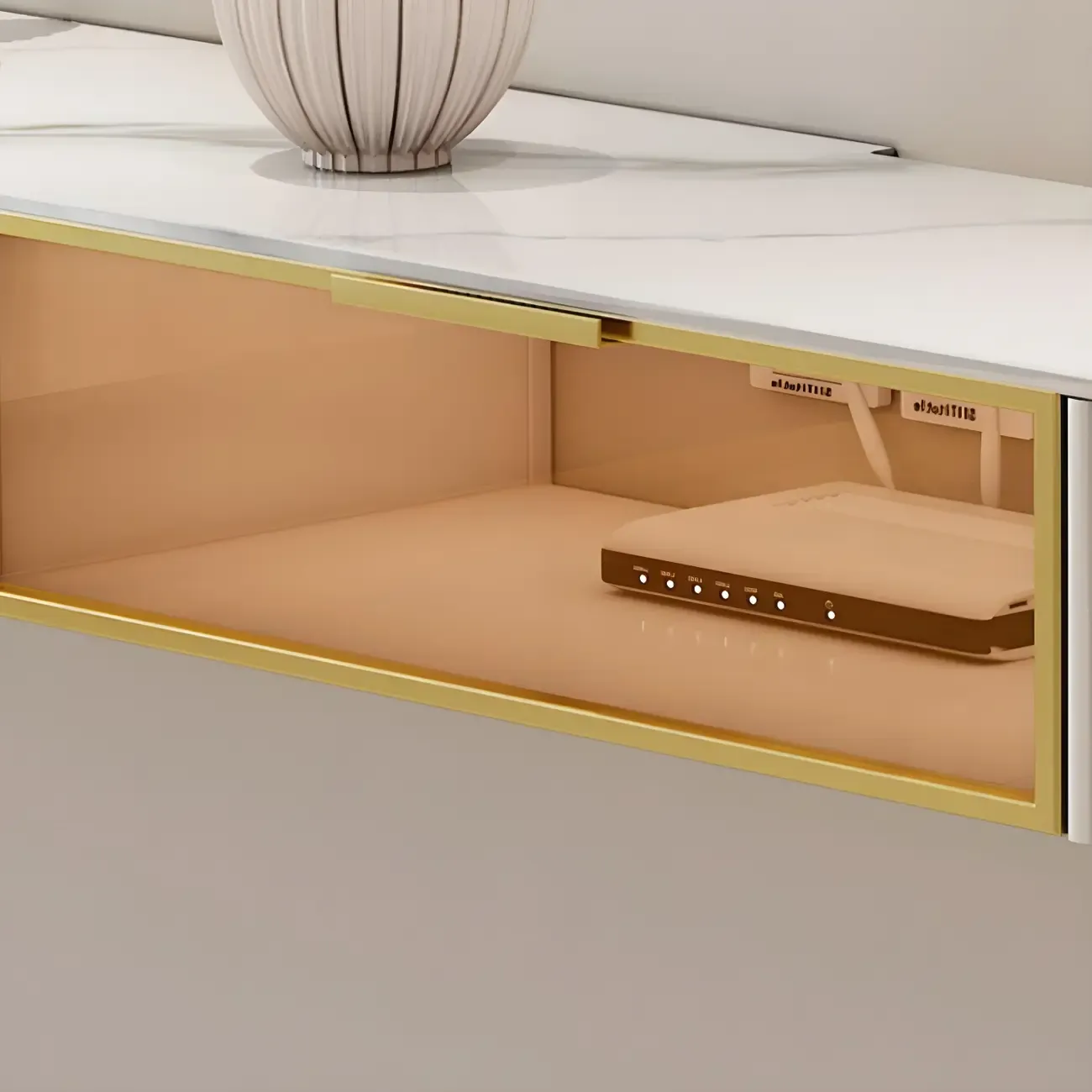 Nordic Stone Floating TV Stand with Drawers Storage for Home Image - 7