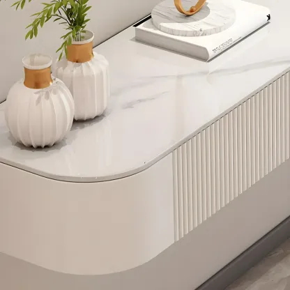 Nordic Stone Floating TV Stand with Drawers Storage for Home Image - 8