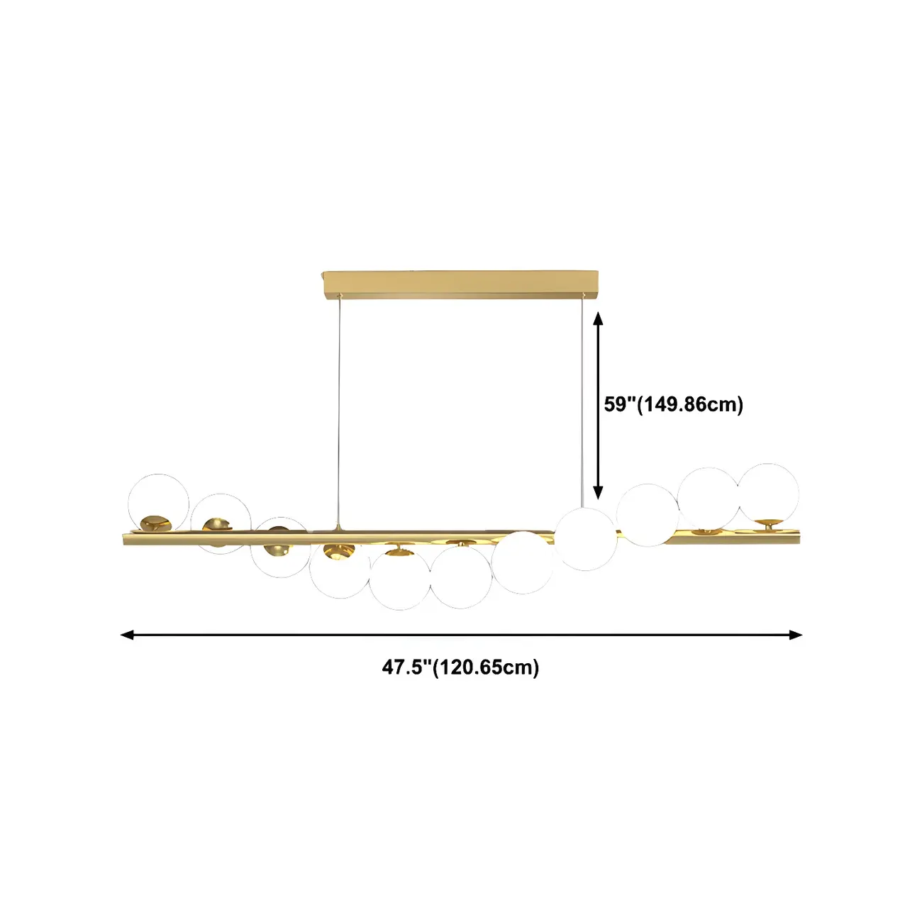 Sleek Modern Gold Glass Globe Island Chandelier #size | homeyfad