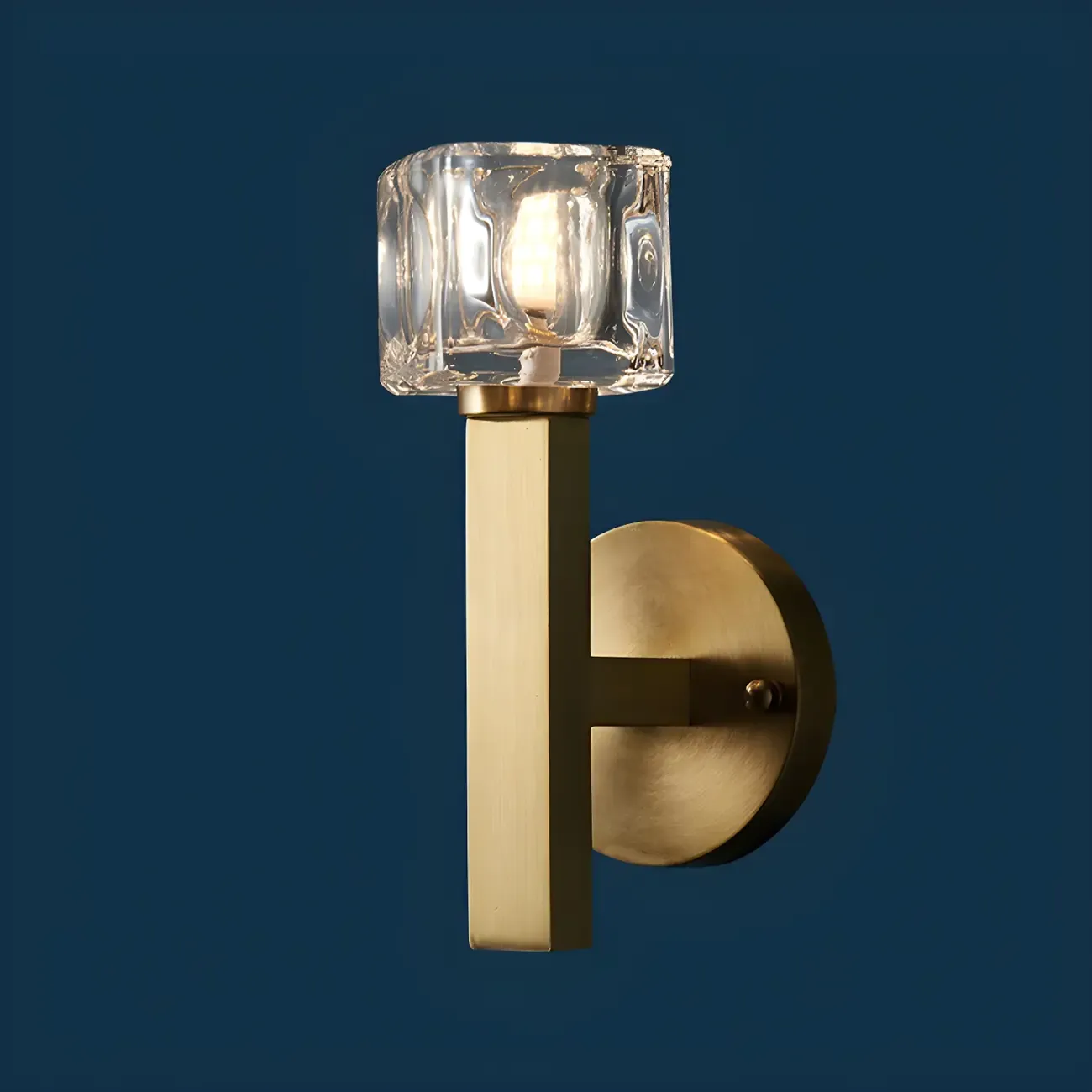 Glamorous Brass Square Crystal Vanity Wall Light