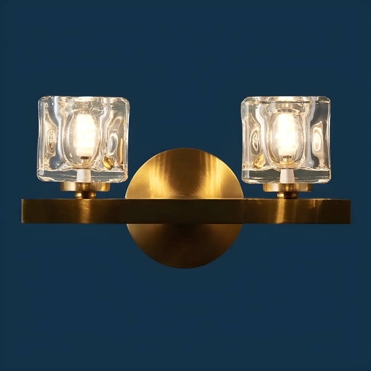 Glamorous Brass Square Crystal Vanity Wall Light