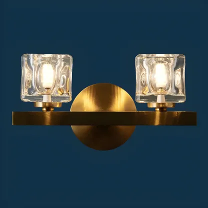Glamorous Brass Square Crystal Vanity Wall Light