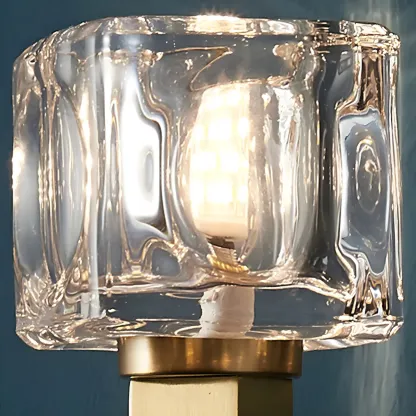 Glamorous Brass Square Crystal Vanity Wall Light
