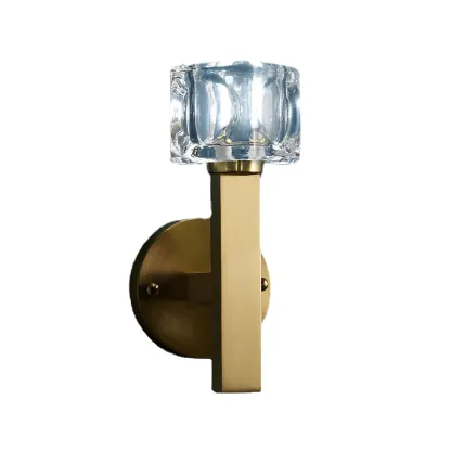 Glamorous Brass Square Crystal Vanity Wall Light