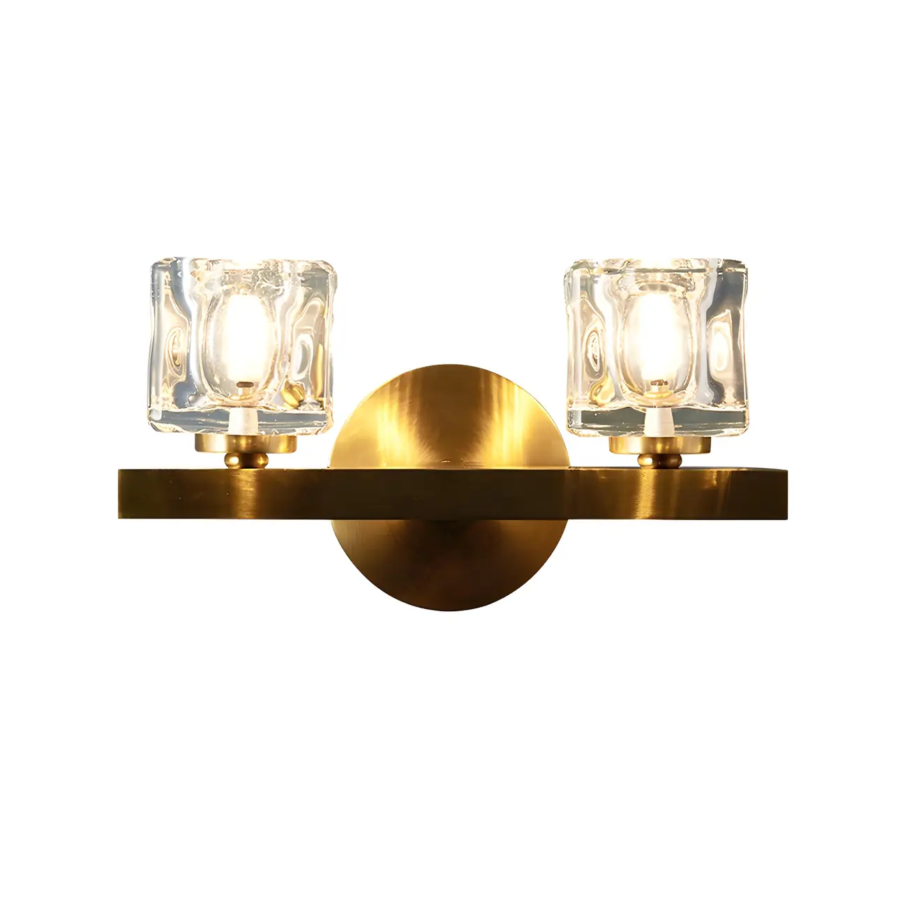 Glamorous Brass Square Crystal Vanity Wall Light | homeyfad