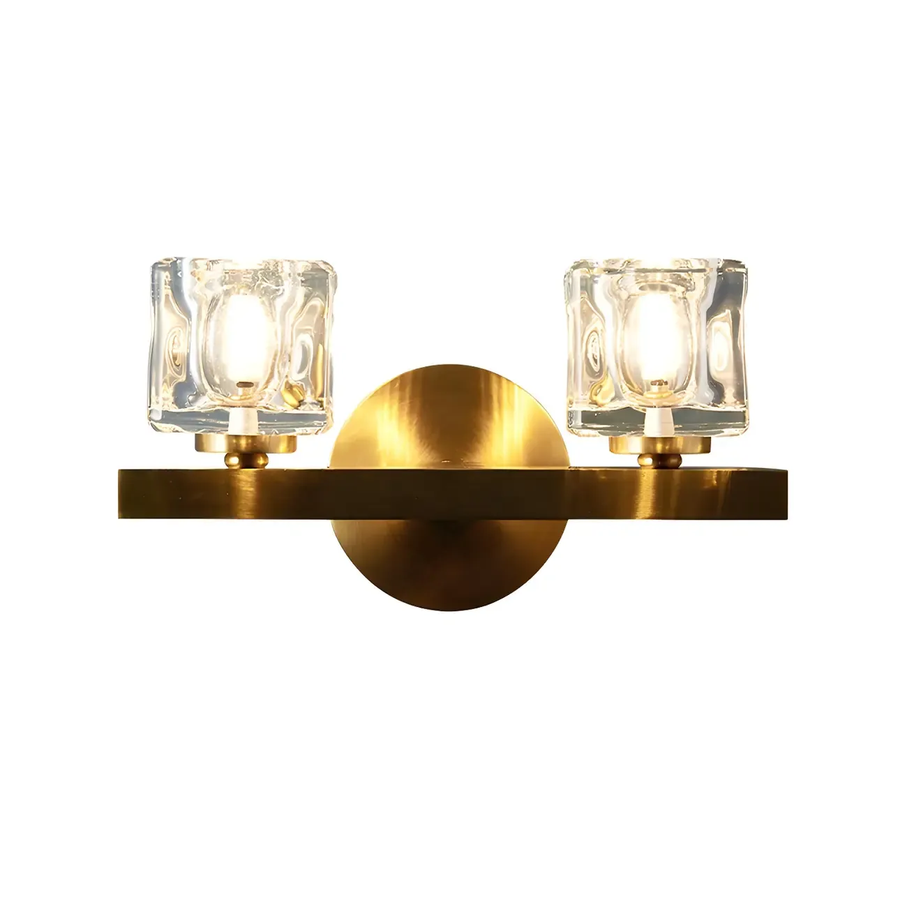 Glamorous Brass Square Crystal Vanity Wall Light