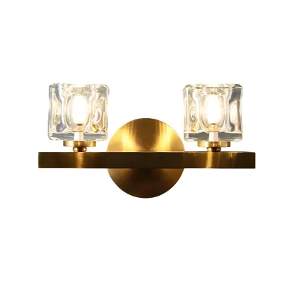 Glamorous Brass Square Crystal Vanity Wall Light