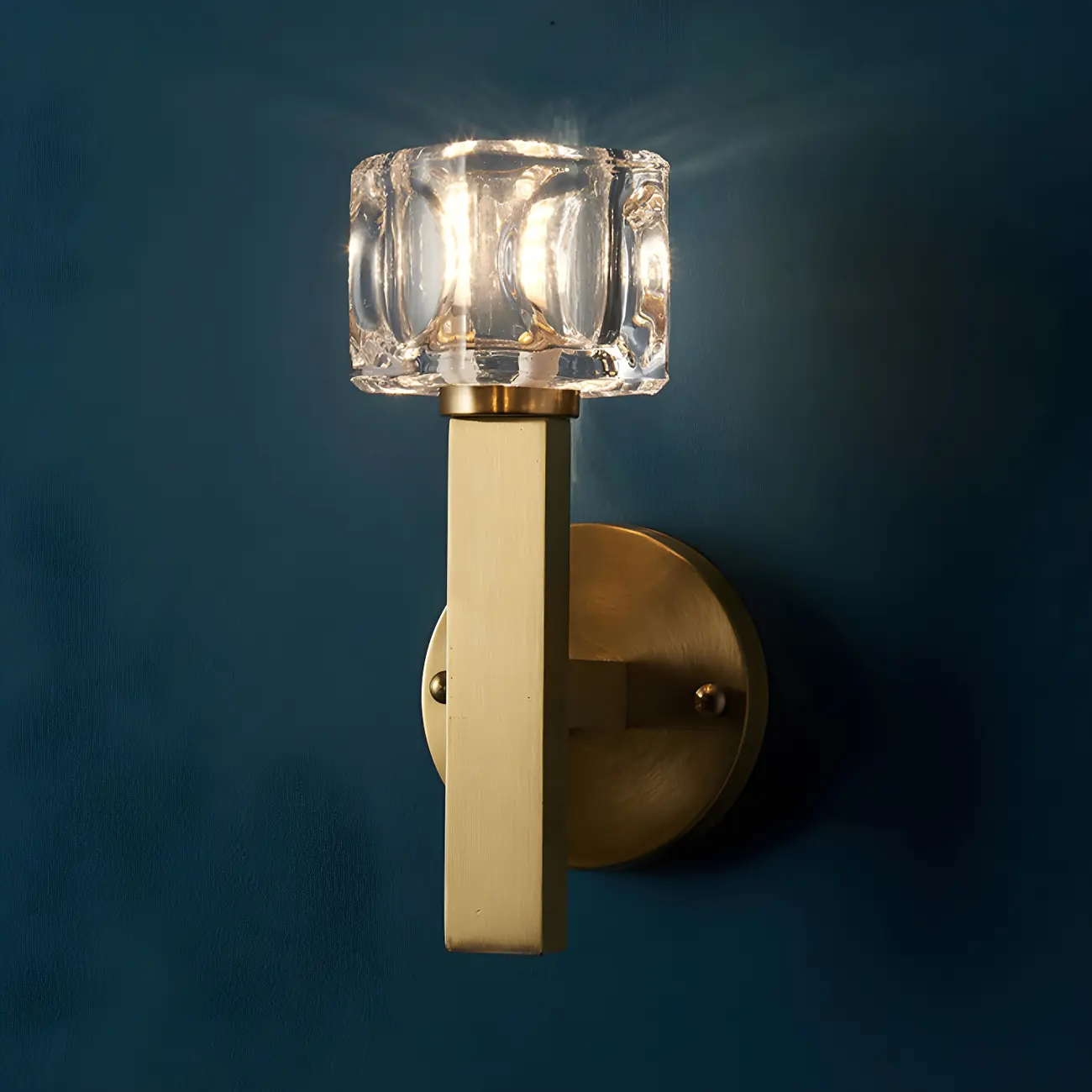 Glamorous Brass Square Crystal Vanity Wall Light | homeyfad