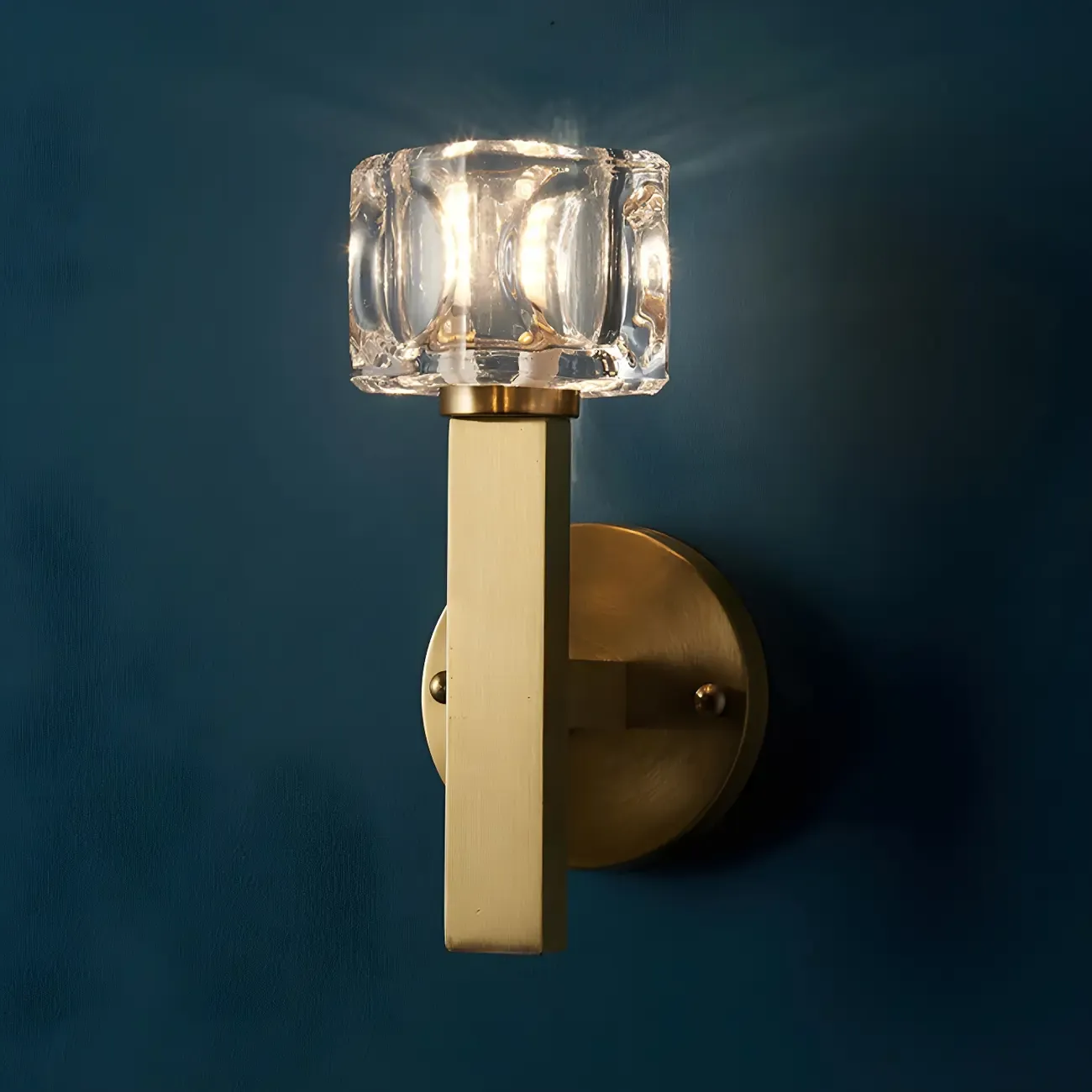 Glamorous Brass Square Crystal Vanity Wall Light