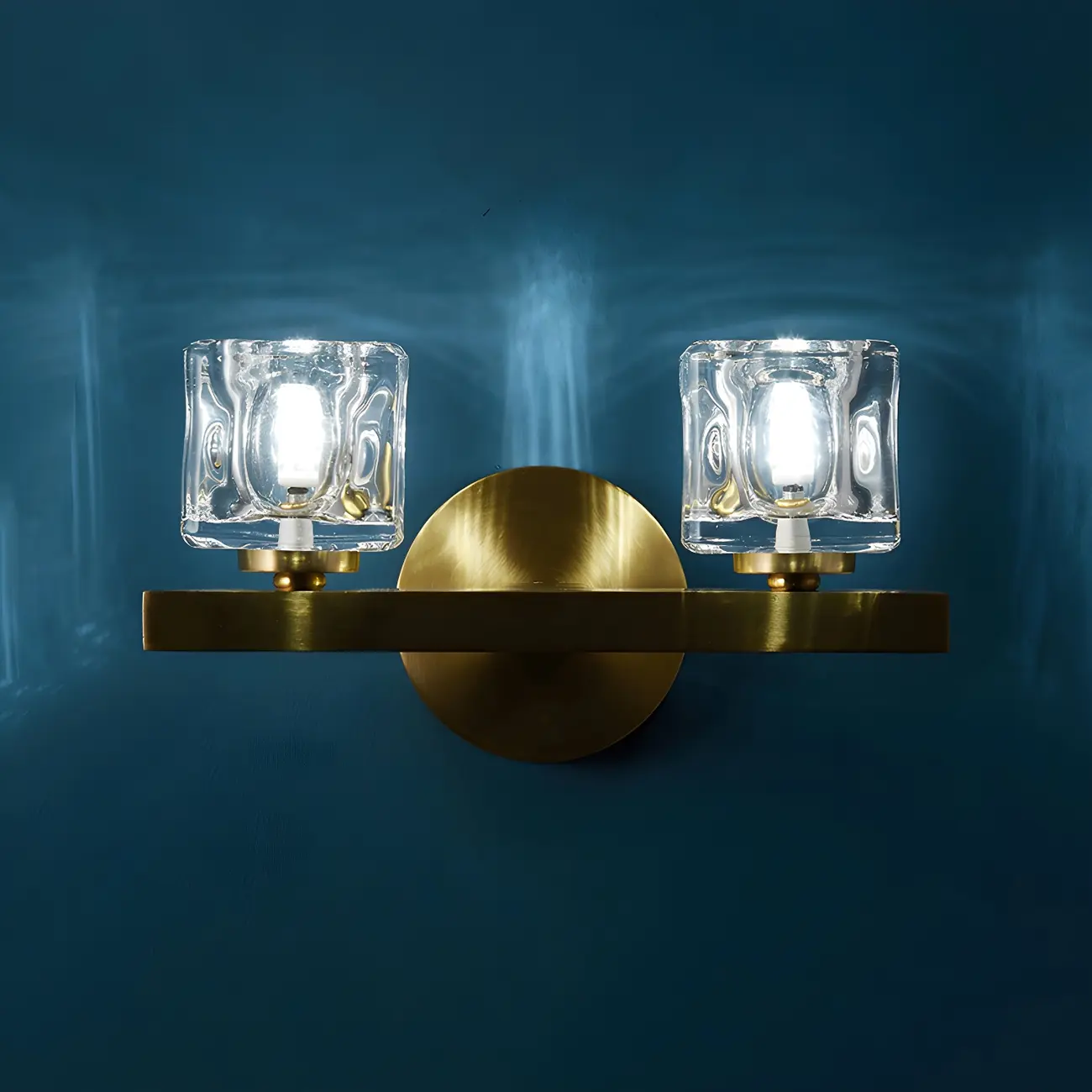 Glamorous Brass Square Crystal Vanity Wall Light | homeyfad