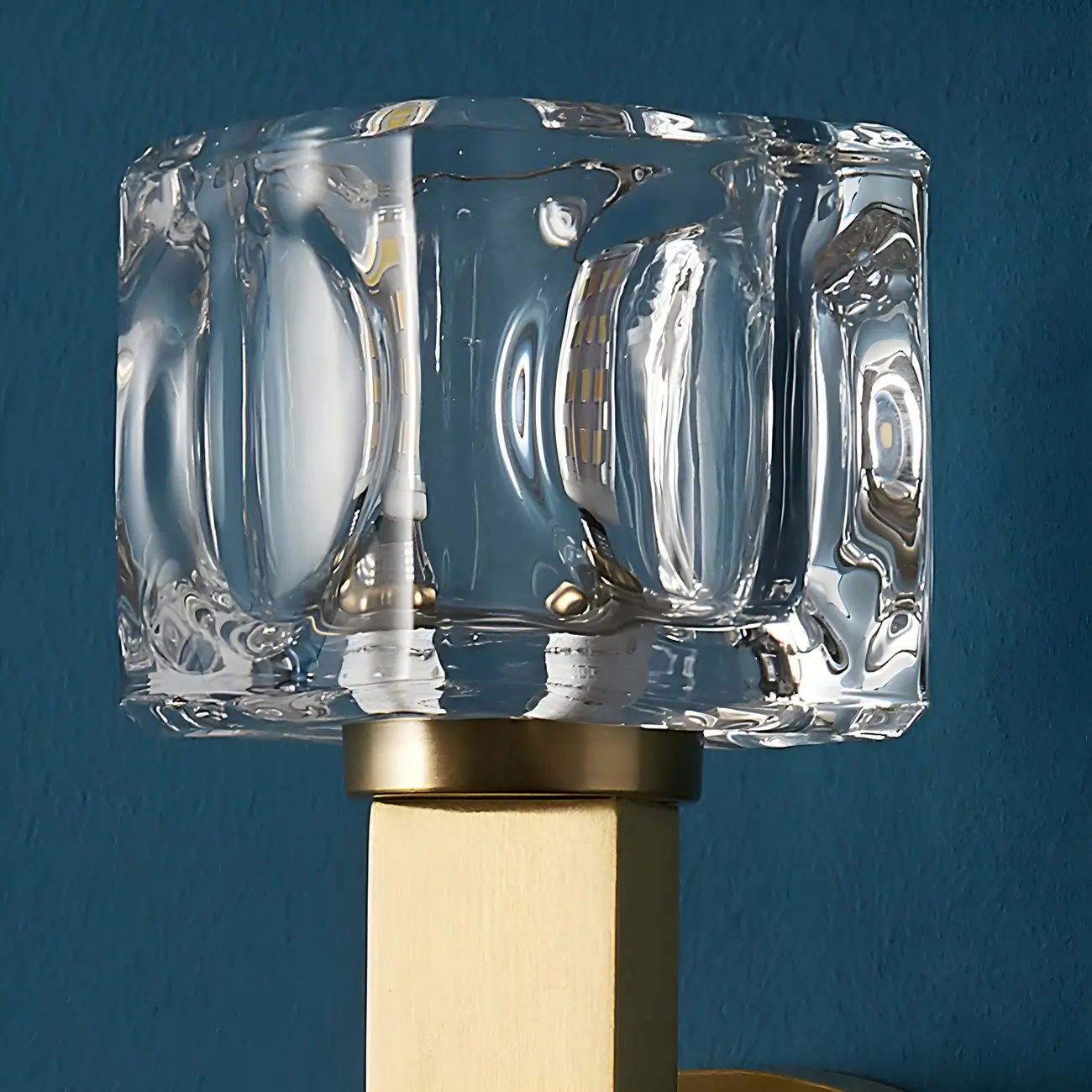 Glamorous Brass Square Crystal Vanity Wall Light | homeyfad