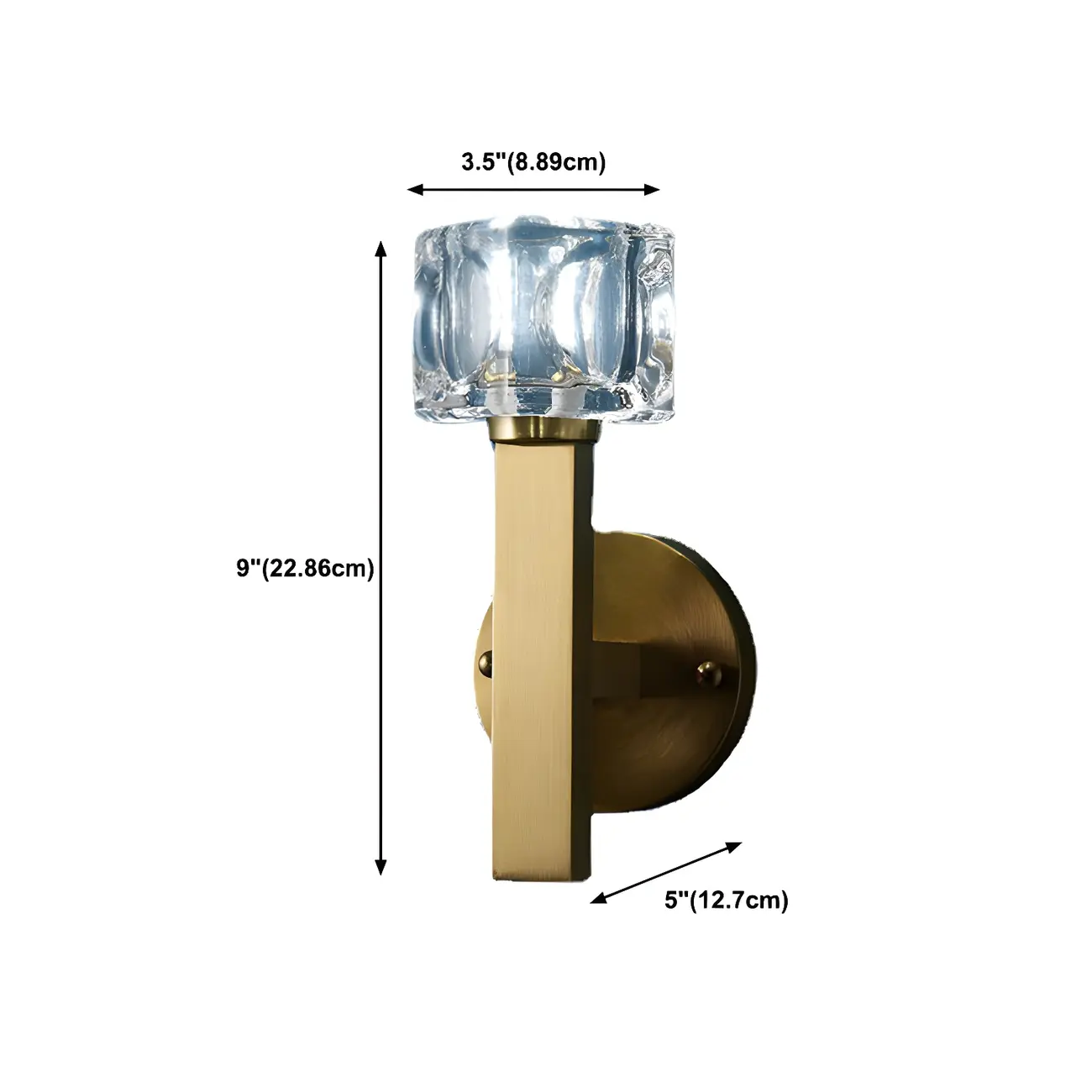 Glamorous Brass Square Crystal Vanity Wall Light | homeyfad