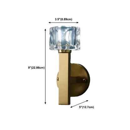 Glamorous Brass Square Crystal Vanity Wall Light