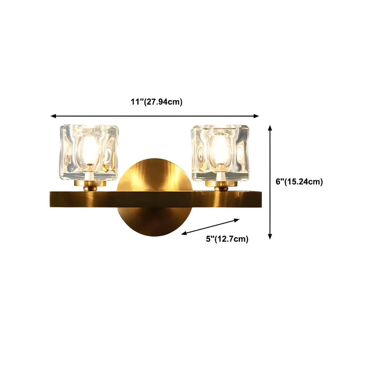 Glamorous Brass Square Crystal Vanity Wall Light