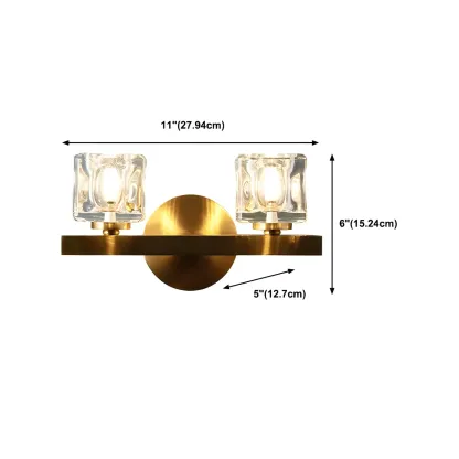 Glamorous Brass Square Crystal Vanity Wall Light