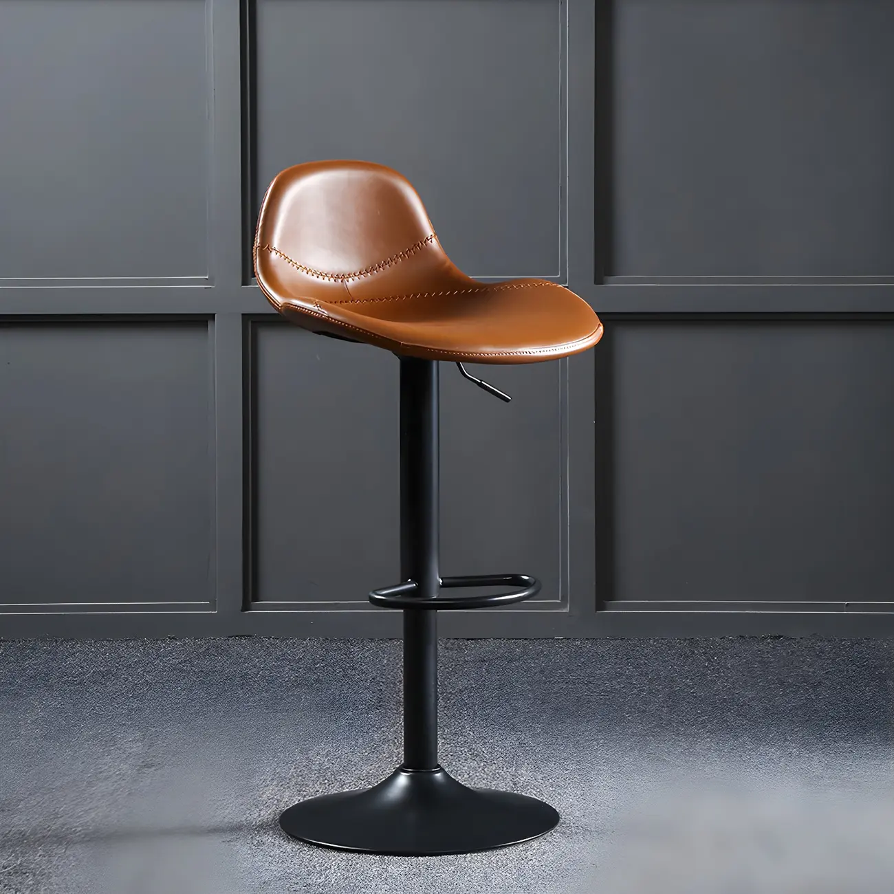 Modern Leather Adjustable Bar Stools with Footrest for Home Bar Image - 3 | homeyfad