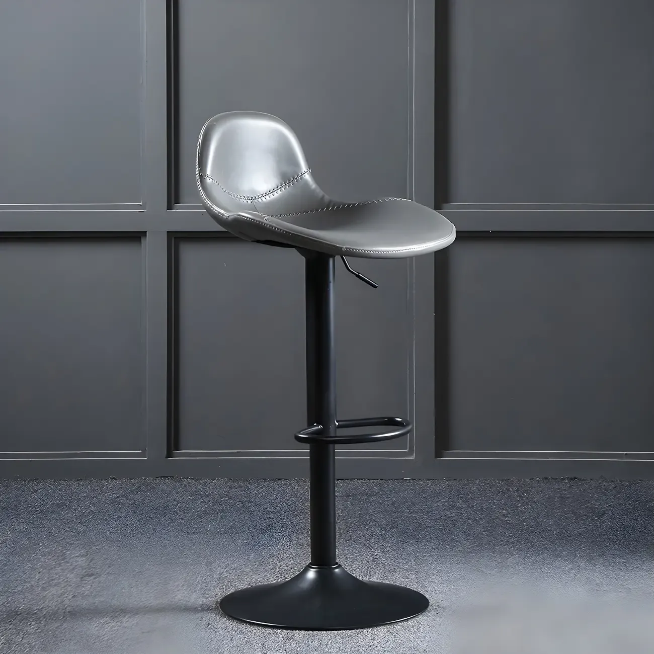 Modern Leather Adjustable Bar Stools with Footrest for Home Bar Image - 5