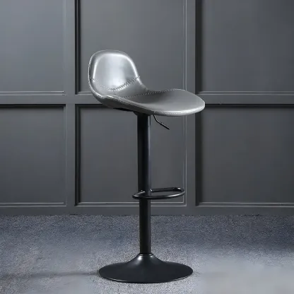 Modern Leather Adjustable Bar Stools with Footrest for Home Bar Image - 5