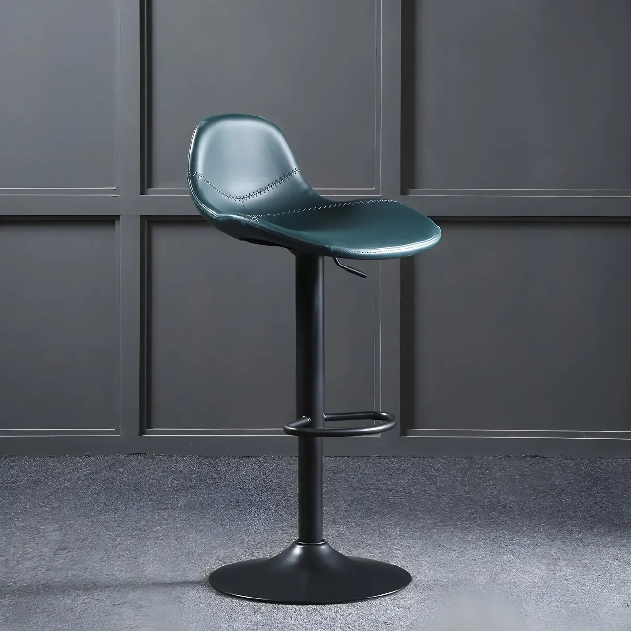 Modern Leather Adjustable Bar Stools with Footrest for Home Bar Image - 2