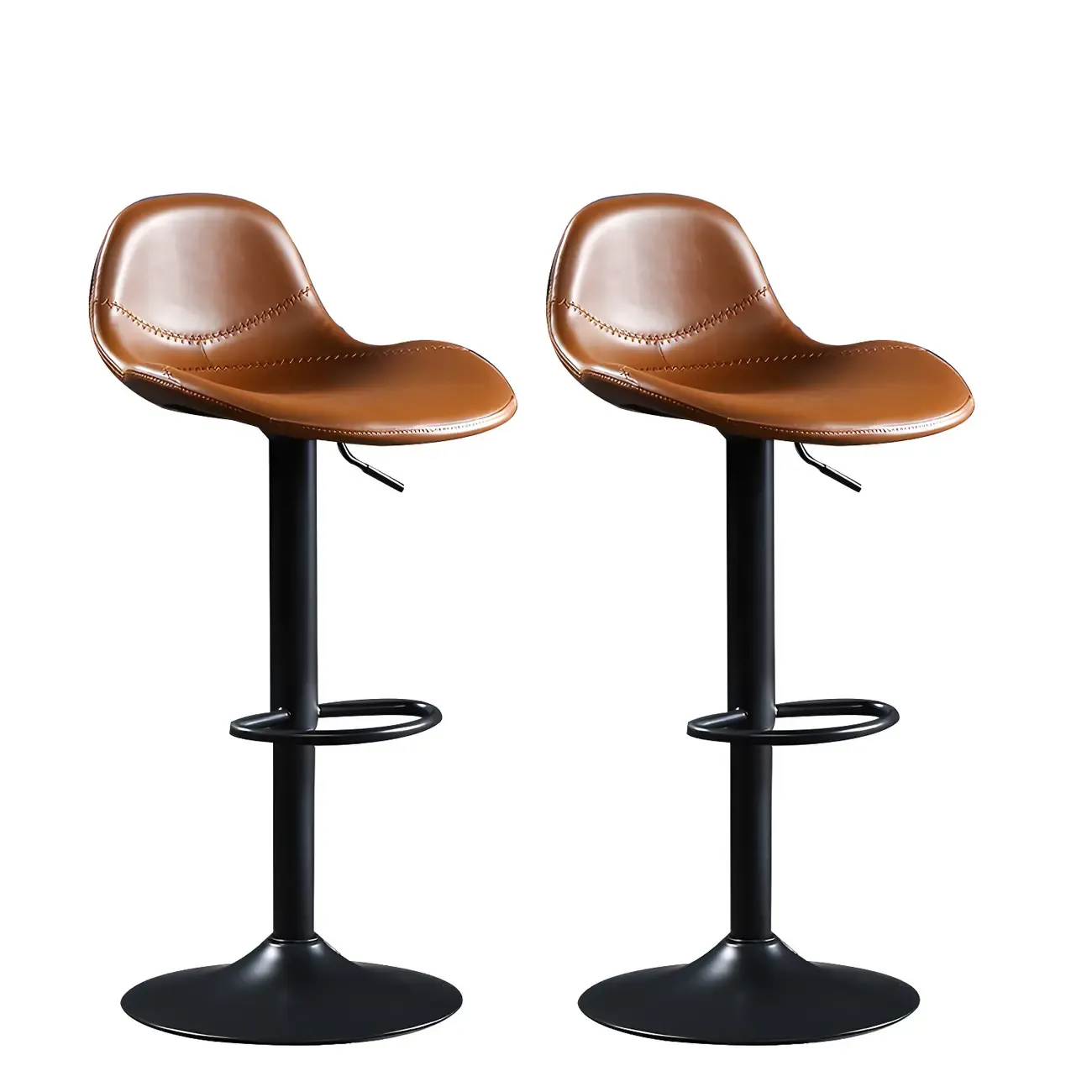 Modern Leather Adjustable Bar Stools with Footrest for Home Bar Image - 11