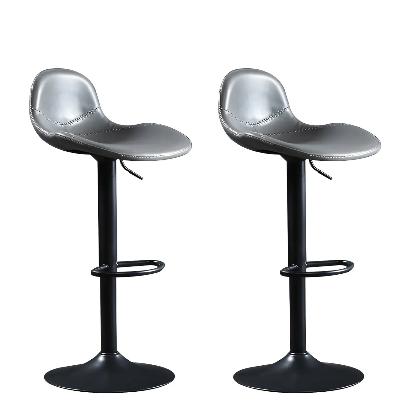 Modern Leather Adjustable Bar Stools with Footrest for Home Bar Image - 12