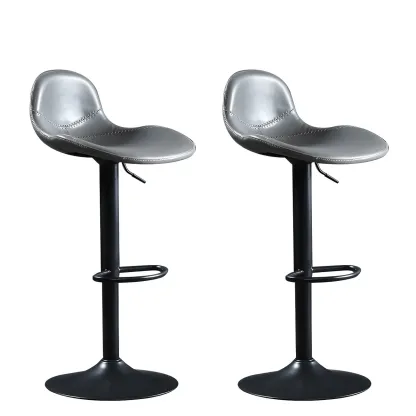 Modern Leather Adjustable Bar Stools with Footrest for Home Bar Image - 12