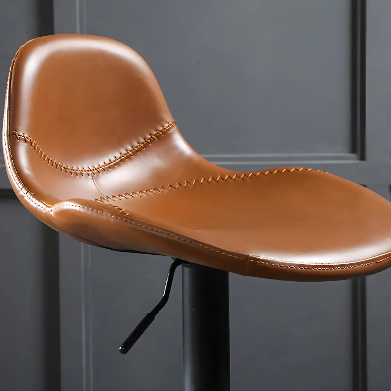 Modern Leather Adjustable Bar Stools with Footrest for Home Bar Image - 14