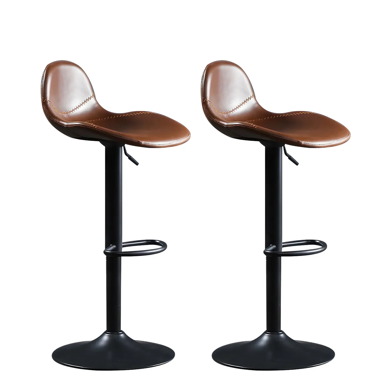 Modern Leather Adjustable Bar Stools with Footrest for Home Bar Image - 15 | homeyfad