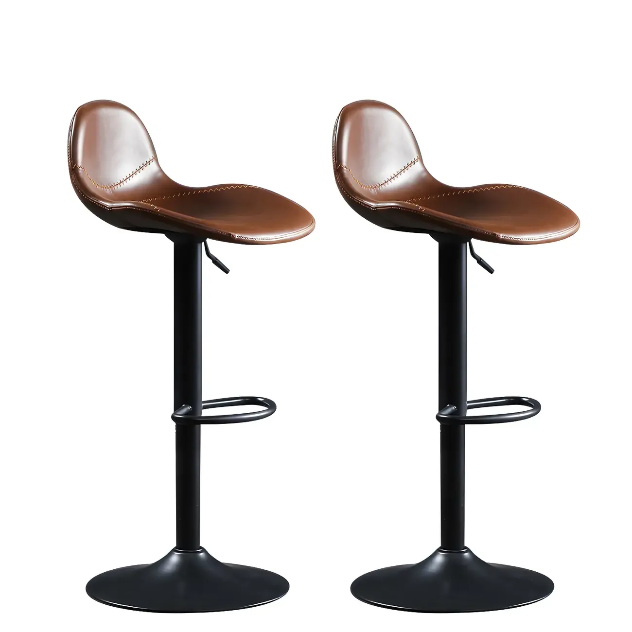 Modern Leather Adjustable Bar Stools with Footrest for Home Bar Image - 15