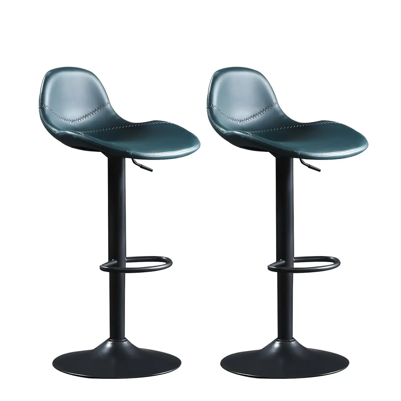 Modern Leather Adjustable Bar Stools with Footrest for Home Bar Image - 16
