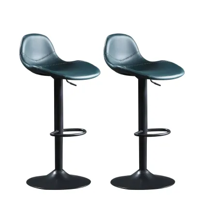 Modern Leather Adjustable Bar Stools with Footrest for Home Bar Image - 16