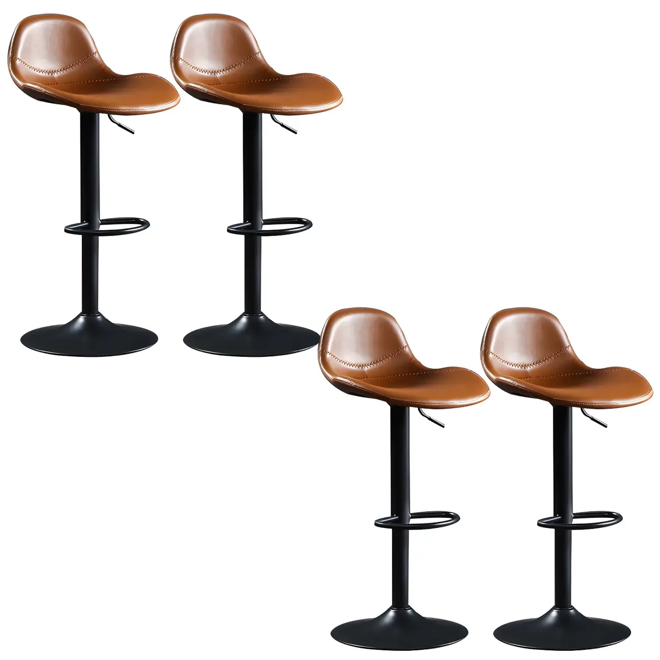 Modern Leather Adjustable Bar Stools with Footrest for Home Bar Image - 18