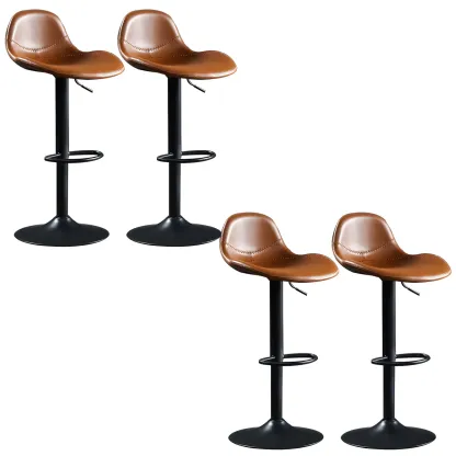 Modern Leather Adjustable Bar Stools with Footrest for Home Bar Image - 18