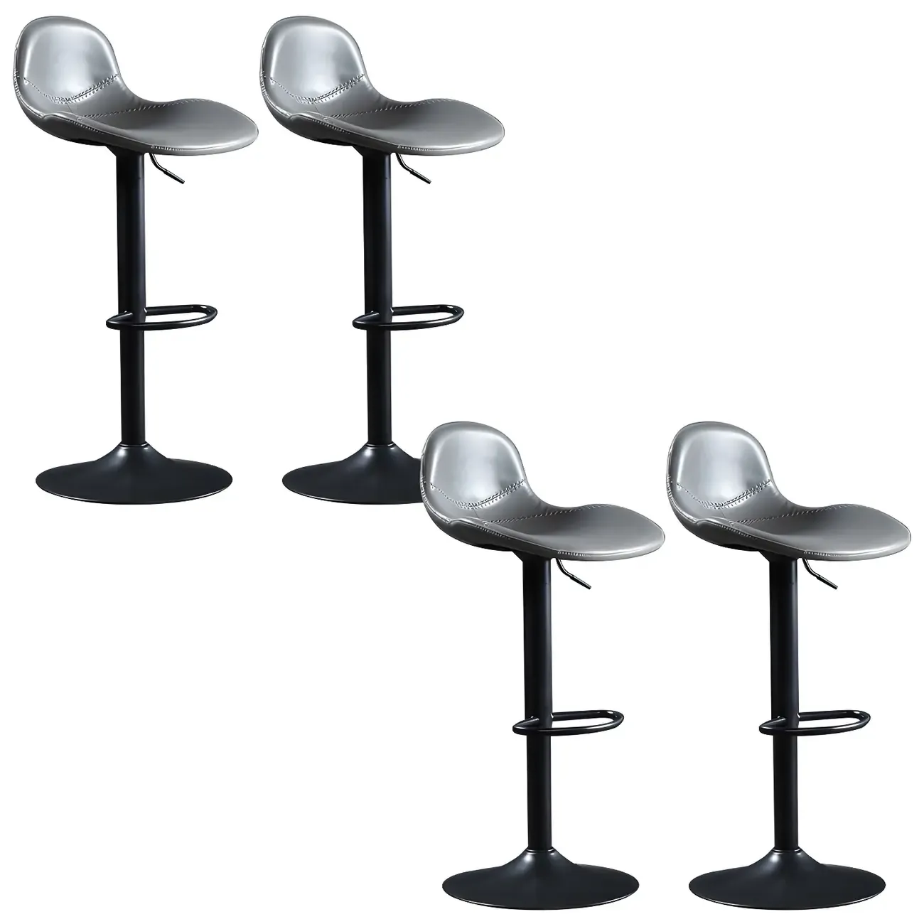 Modern Leather Adjustable Bar Stools with Footrest for Home Bar Image - 21
