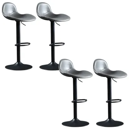 Modern Leather Adjustable Bar Stools with Footrest for Home Bar Image - 21