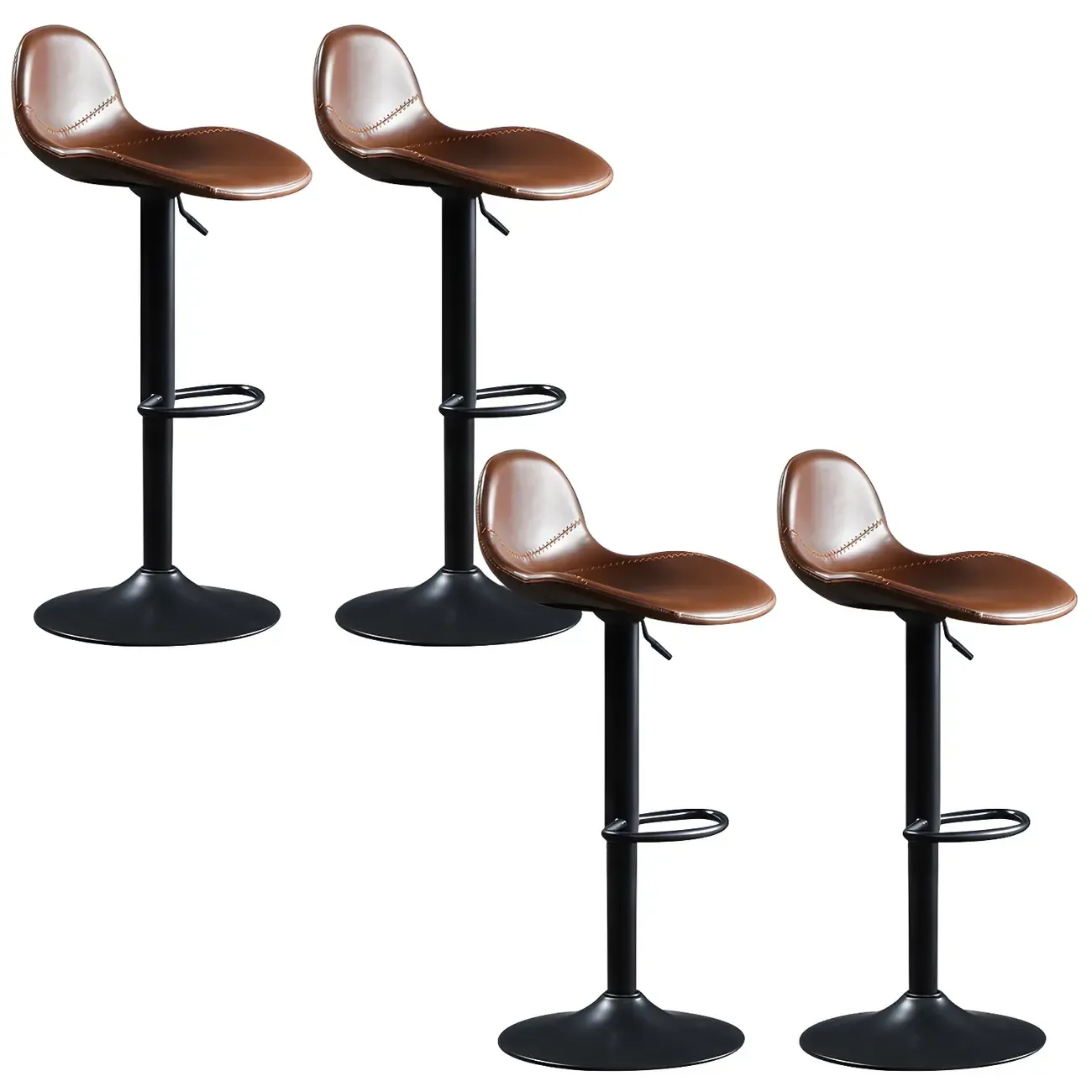 Modern Leather Adjustable Bar Stools with Footrest for Home Bar Image - 22