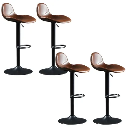 Modern Leather Adjustable Bar Stools with Footrest for Home Bar Image - 22