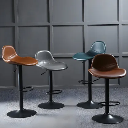 Modern Leather Adjustable Bar Stools with Footrest for Home Bar Image - 23