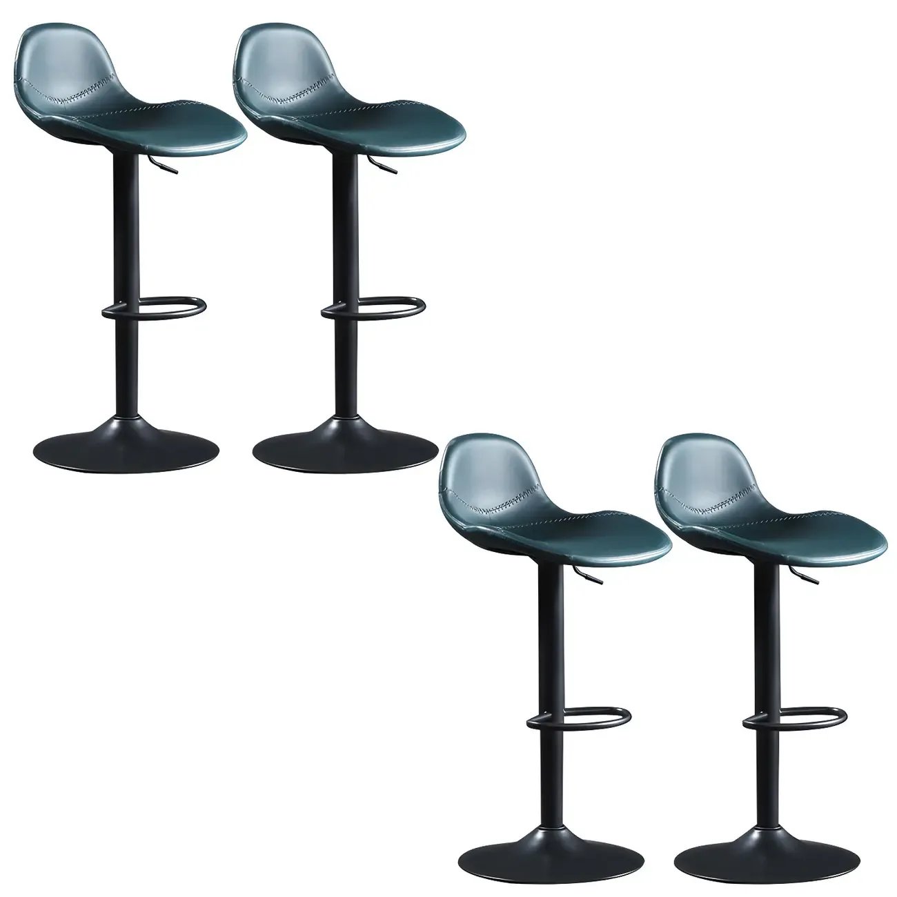 Modern Leather Adjustable Bar Stools with Footrest for Home Bar Image - 24
