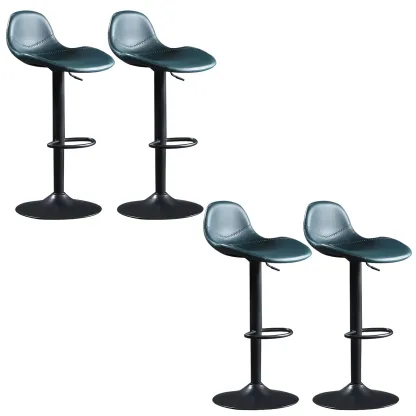Modern Leather Adjustable Bar Stools with Footrest for Home Bar Image - 24