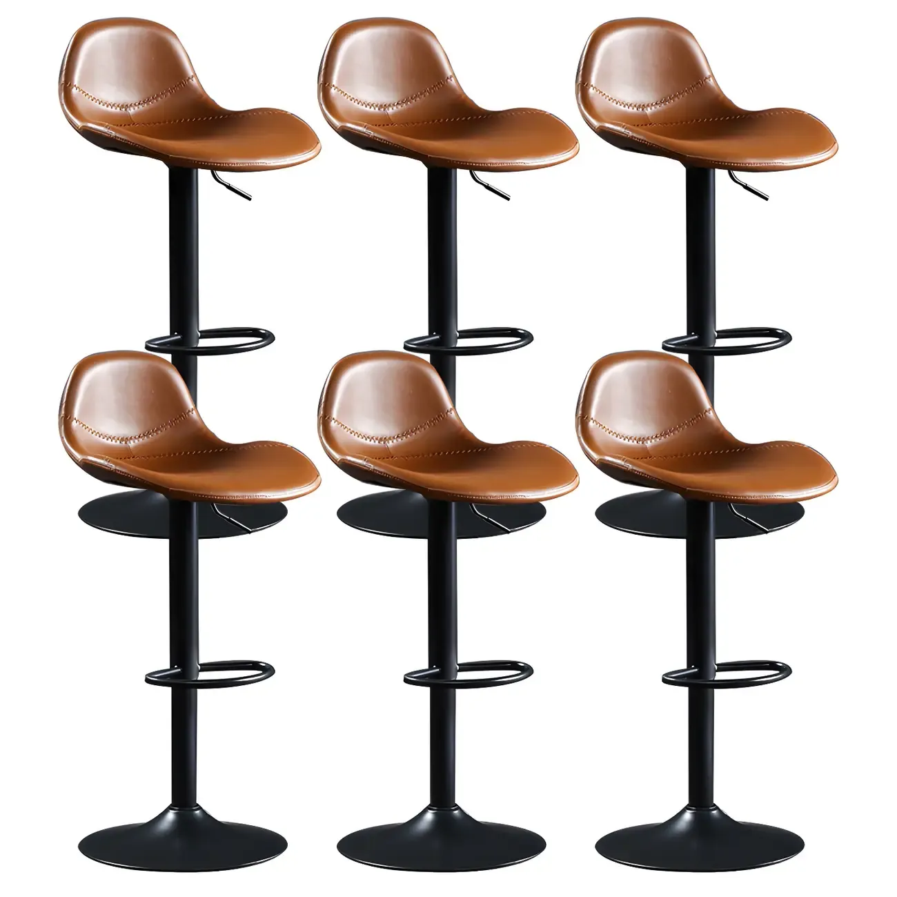 Modern Leather Adjustable Bar Stools with Footrest for Home Bar Image - 26